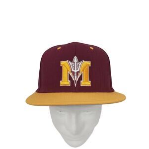 The Game Pro Maroon and Yellow Fitted Cap Size Large GP510 Large Demons Logo